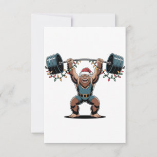Snowman Weightlifter Christmas 2026 Holiday Fitnes Thank You Card