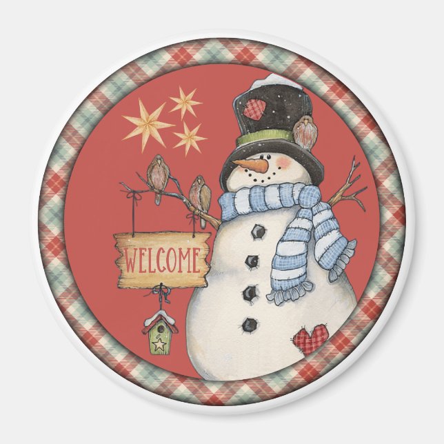 Snowman Welcome Magnet (Front)