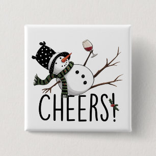 Snowman Wine Christmas Funny Drinking Wine Santa 15 Cm Square Badge