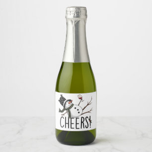 Snowman Wine Christmas Funny Drinking Wine Santa Sparkling Wine Label