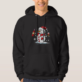 Snowman Wine Christmas Pajama Santa Hoodie