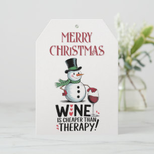 Snowman Wine Quote Winter Christmas Holiday Card