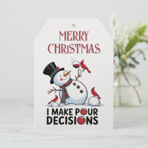 Snowman Wine Quote Winter Christmas Holiday Card