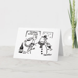Snowman wine tasting holiday card