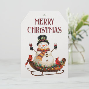 Snowman Wine Winter Christmas Holiday Card