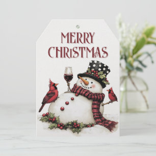 Snowman Wine Winter Christmas Holiday Card