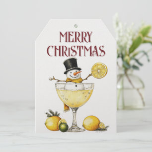 Snowman Wine Winter Christmas Holiday Card