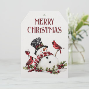 Snowman Wine Winter Christmas Holiday Card