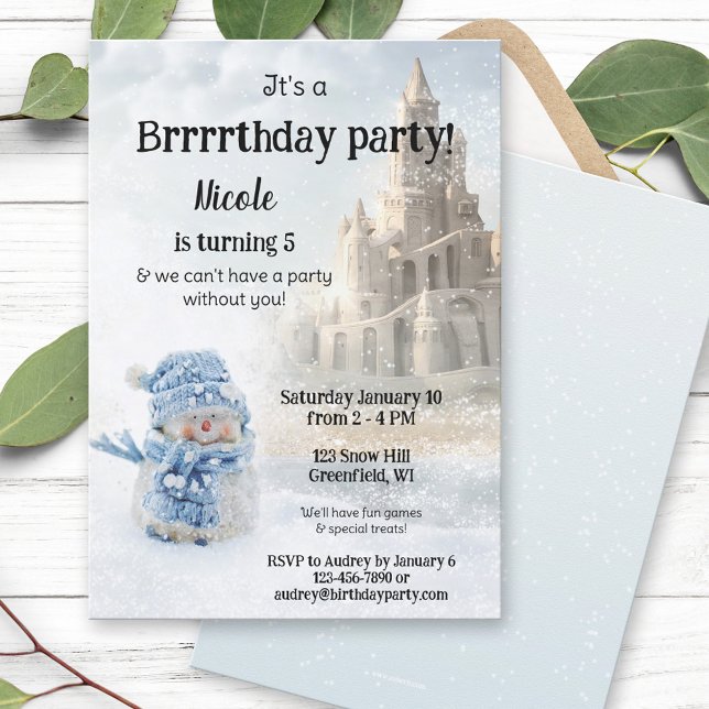 Snowman Winter Castle Birthday Party Invitation (Creator Uploaded)