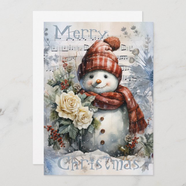 Snowman Winter Christmas Holiday Card (Front/Back)