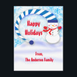 Snowman Winter Christmas Holiday Card Postcard<br><div class="desc">Snowman Winter Christmas Holiday Card Postcard. Contact me for a custom order or custom colouring.</div>