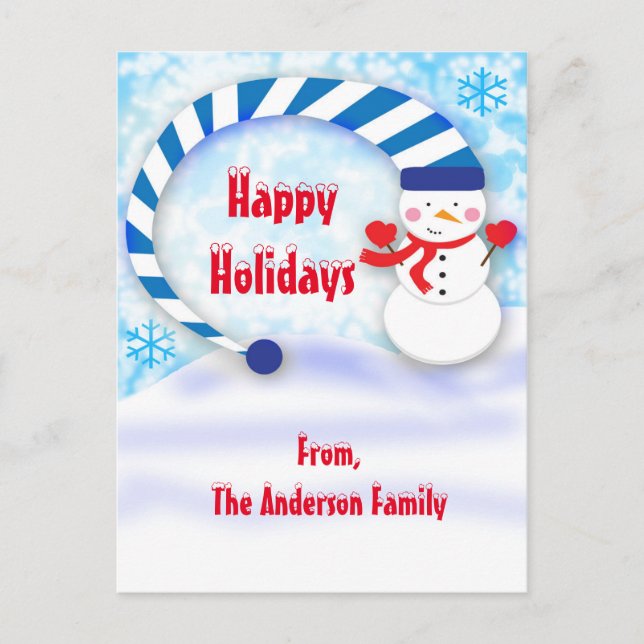 Snowman Winter Christmas Holiday Card Postcard (Front)