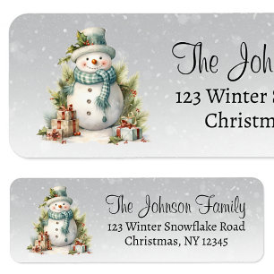 Snowman Winter Holiday Christmas Return Address Label