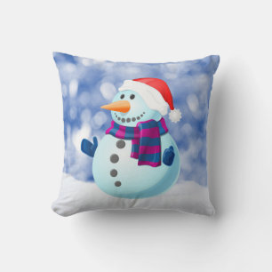 Snowman Winter Merry Christmas Snow Cushion