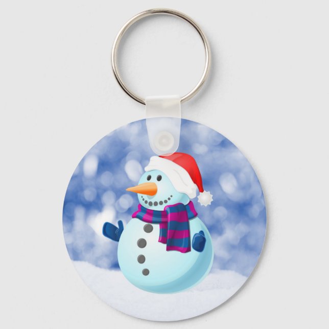 Snowman Winter Merry Christmas Snow Key Ring (Front)