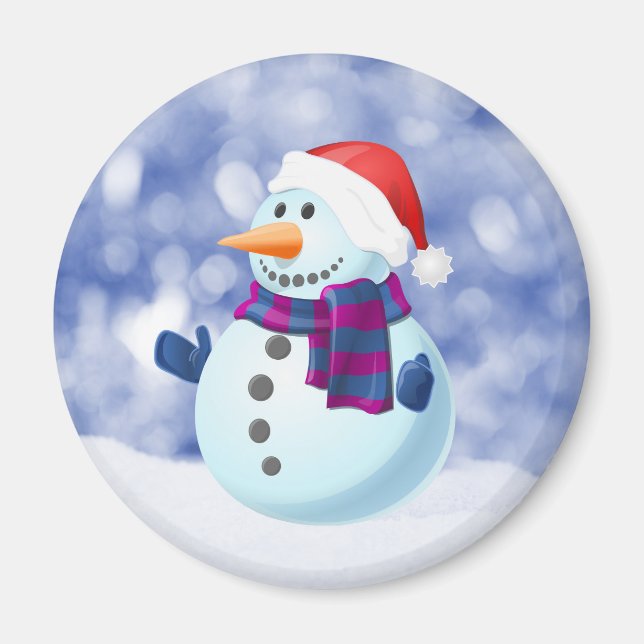 Snowman Winter Merry Christmas Snow Magnet (Front)