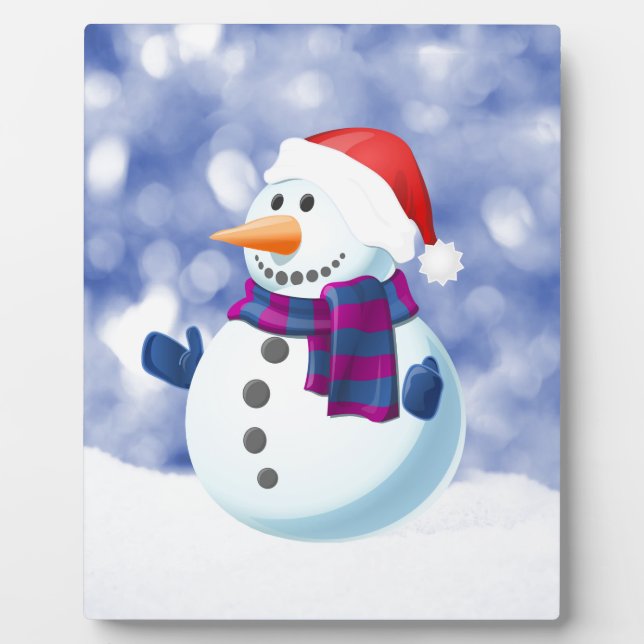 Snowman Winter Merry Christmas Snow Plaque (Front)