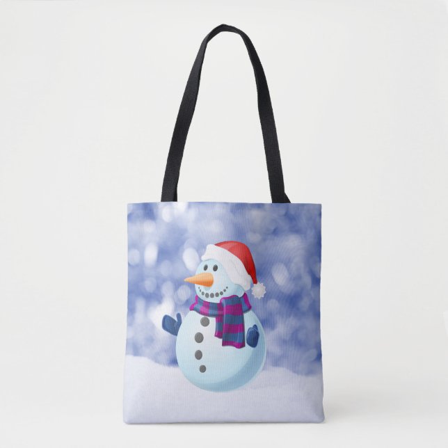 Snowman Winter Merry Christmas Snow Tote Bag (Front)