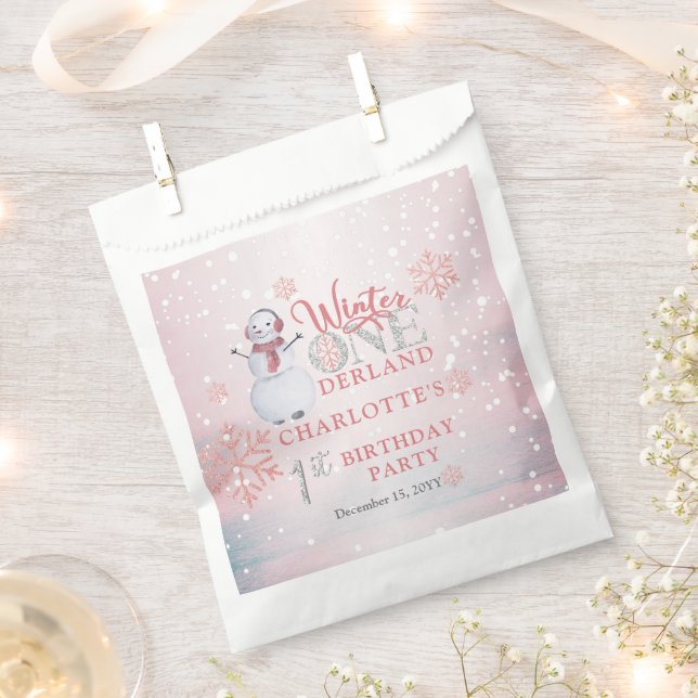 Snowman Winter ONEderland 1st Birthday Favour Bag (Clipped)