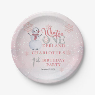 Snowman Winter ONEderland 1st Birthday Paper Plate