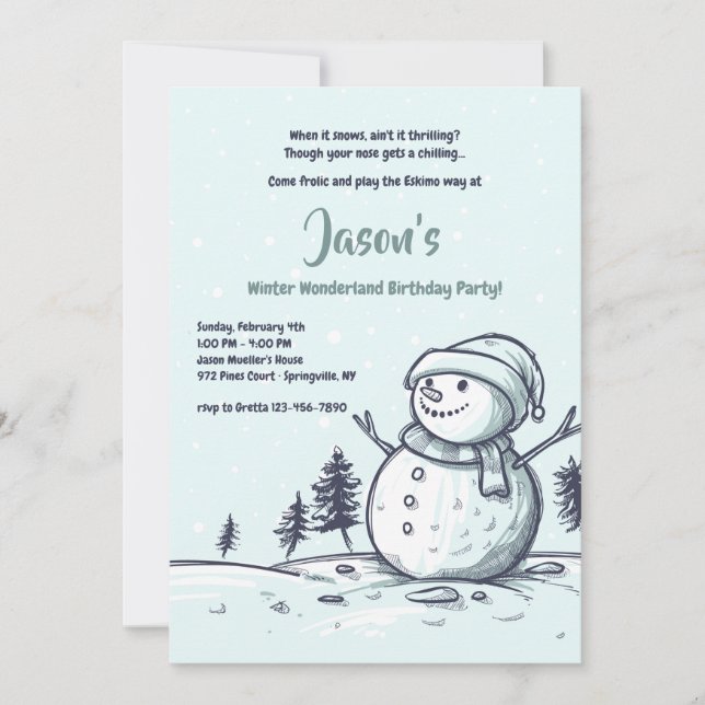 Snowman Winter Party Invitation (Front)
