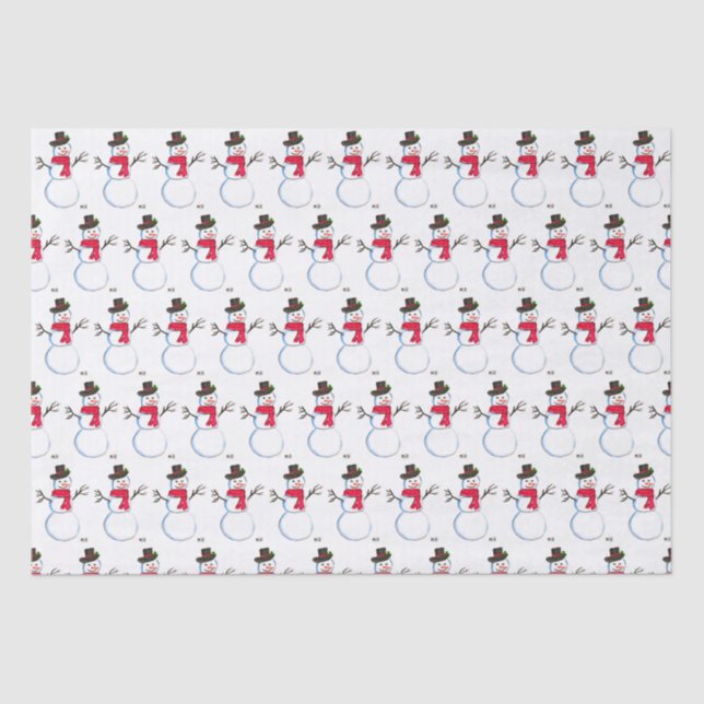 Snowman Winter Retro Vintage Party Xmas Tissue Paper (Front)