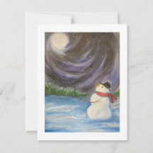Snowman winter scene Flat Note Card