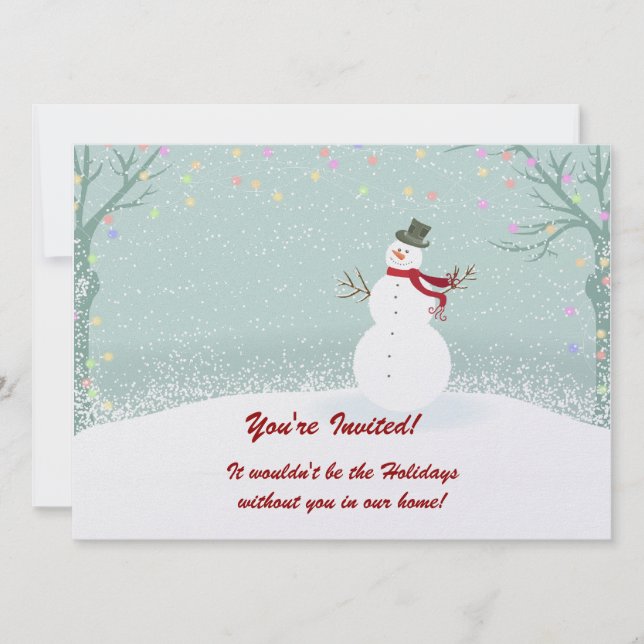 Snowman Winter Scene Holiday Party Invitations (Front)