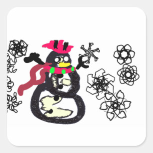 Snowman winter  square sticker