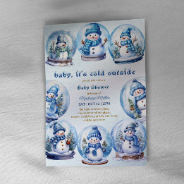 Snowman Winter Theme Baby Boy Shower Invitation