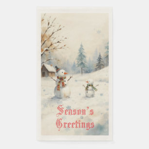 Snowman Winter-Themed Guest Towel Napkin