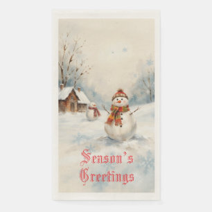 Snowman Winter-Themed Guest Towel Napkin