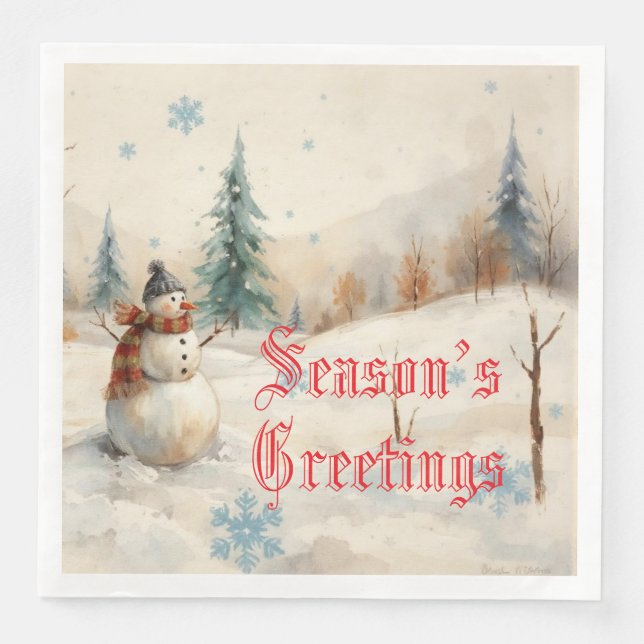 Snowman Winter-Themed  Napkin (Front)