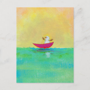 Snowman winter vacation postcard fun cute art