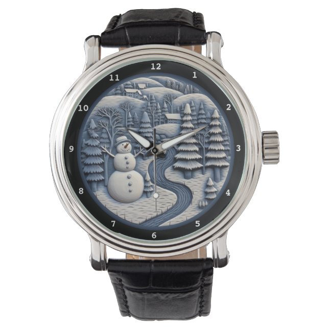 Snowman Winter Village River Watch (Front)
