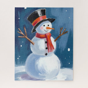 Snowman Winter Watercolor Jigsaw Puzzle