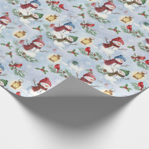 Snowman Winter Welcome Cosy Christmas Wrap Paper