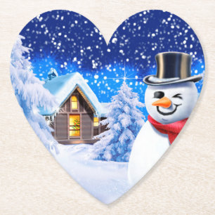 Snowman winter wonderland Christmas Paper Coaster