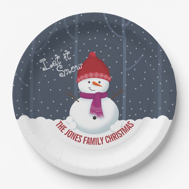 Snowman Winter Wonderland Paper Plate (Front)