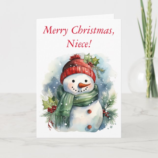 SNOWMAN WISHES FOR NIECE CHRISTMAS CARD (Front)