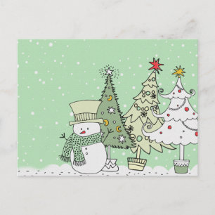 snowman wishes happy holidays holiday postcard