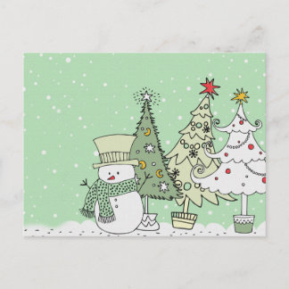 snowman wishes happy holidays holiday postcard