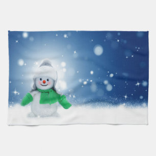 Snowman Wishes Tea Towel