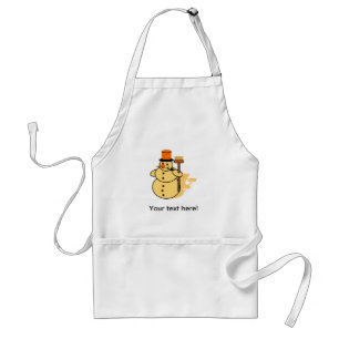 Snowman with a broom cartoon standard apron