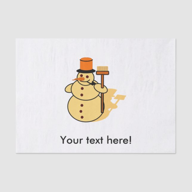 Snowman with a broom cartoon tissue paper (Front)