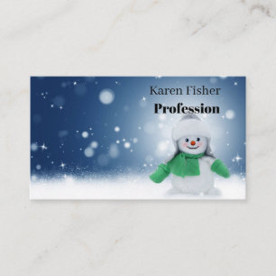 Snowman with a green scarf business card