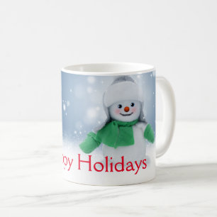 Snowman with a green scarf coffee mug