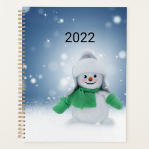 Snowman with a green scarf planner