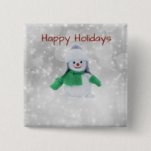 Snowman with a scarf 15 cm square badge