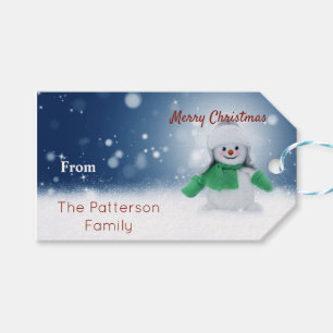 Snowman with a scarf gift tags